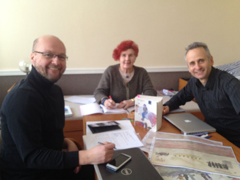 Czech composer Ales Brezina, British director/scenographer Pamela Howard, and Alon Nashmon